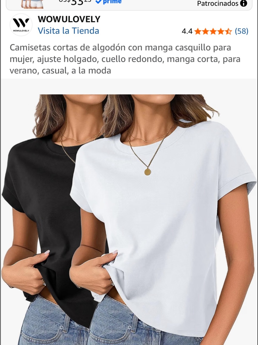 Amazon Women’s Short Sleeve Crewneck Tee — Black & White